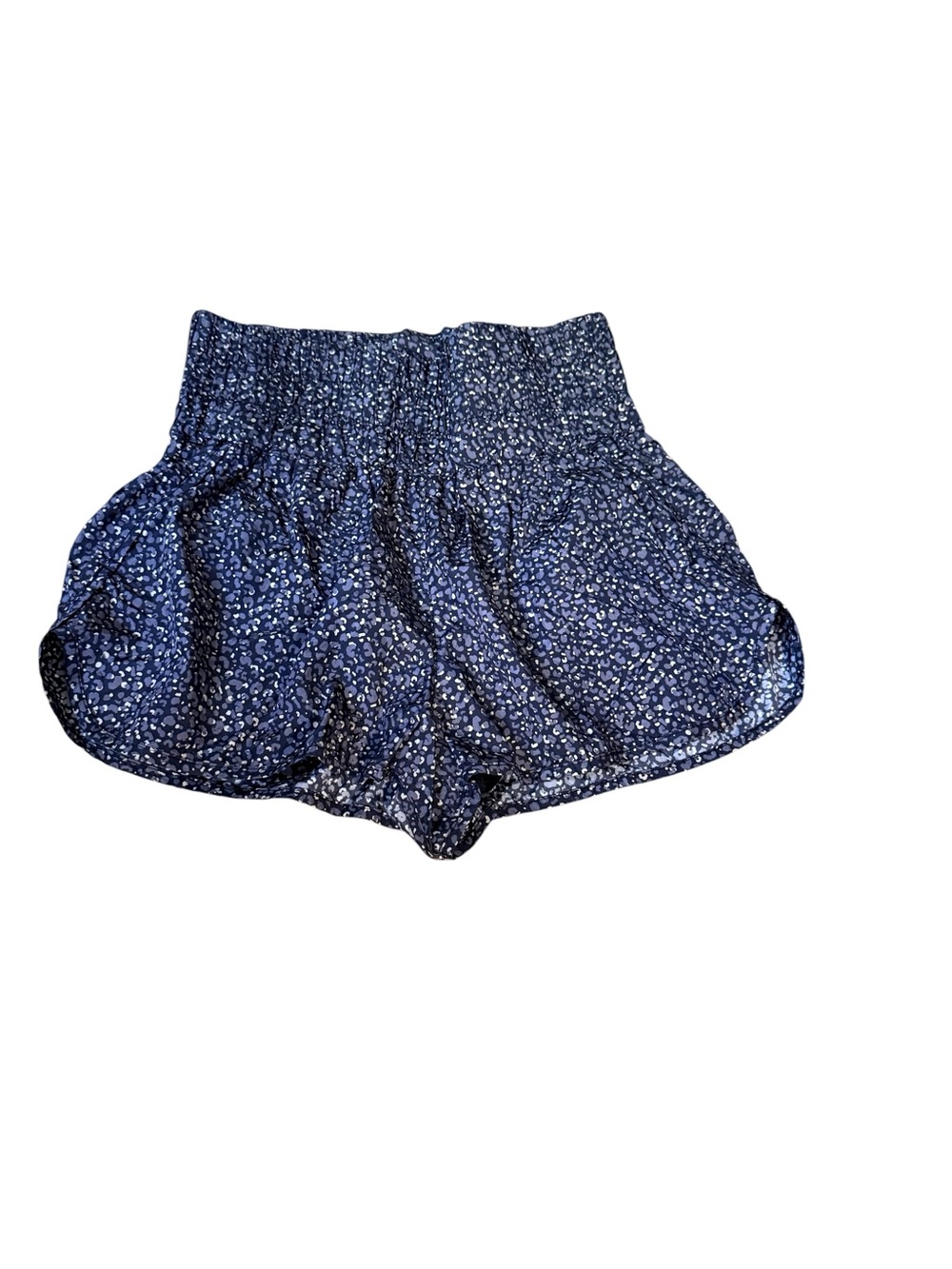 Free People Women's Black and Gray Pattern Smocked Waist Shorts